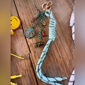 Paracord keychain with bear and cowboy boots and chief head turquoise bag charm